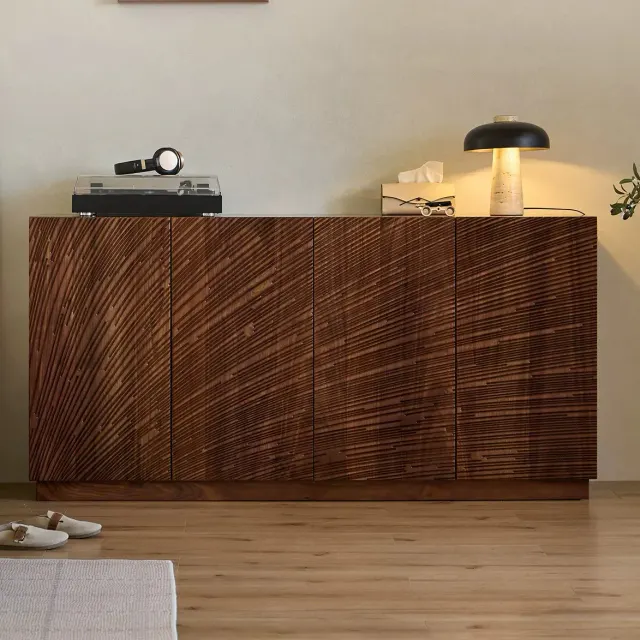 Artistic Carved Solid Walnut Sideboard