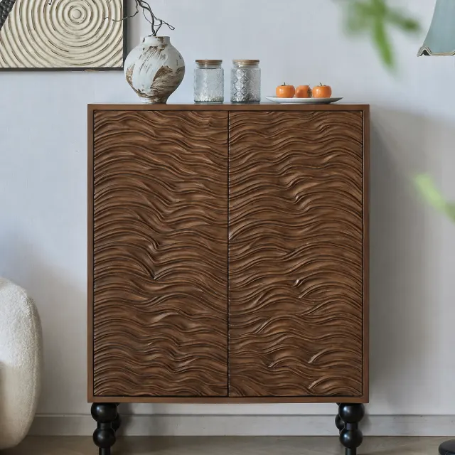 Solid Wood Water Ripple Cabinet