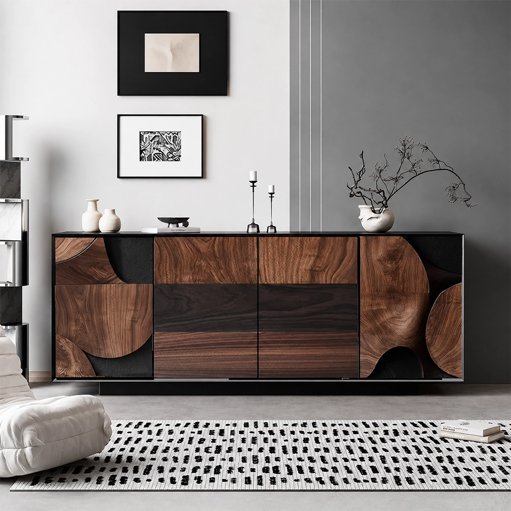 Geometric Wabi-Sabi Storage Cabinet