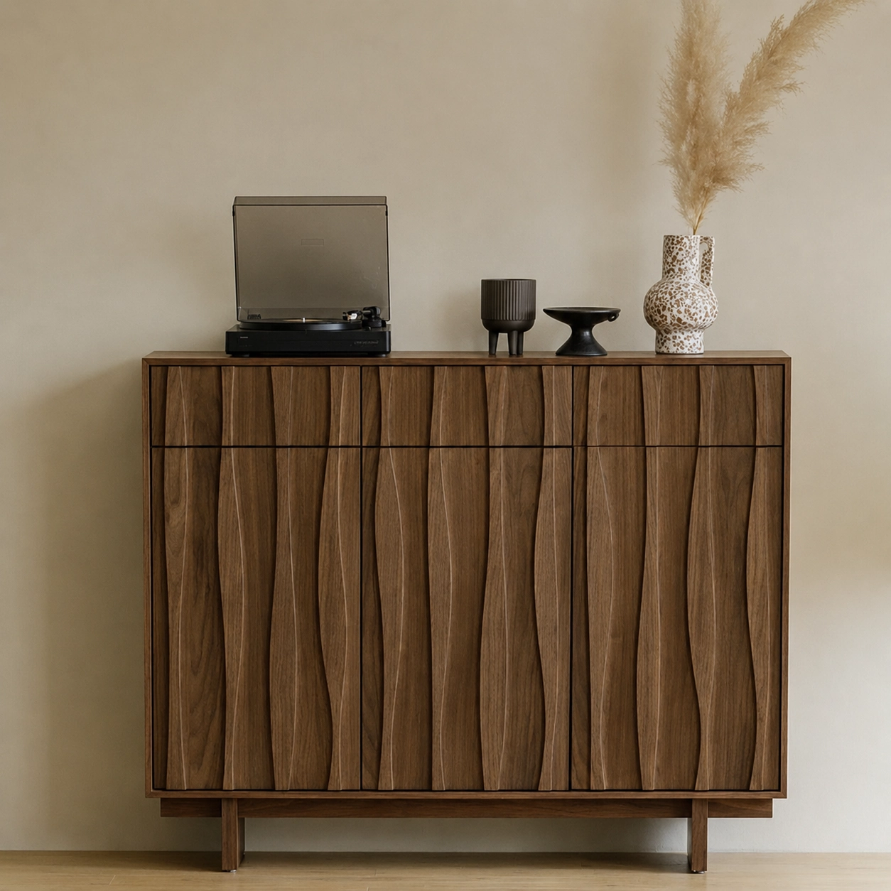Mid-Century Solid Wood Shoe Cabinet