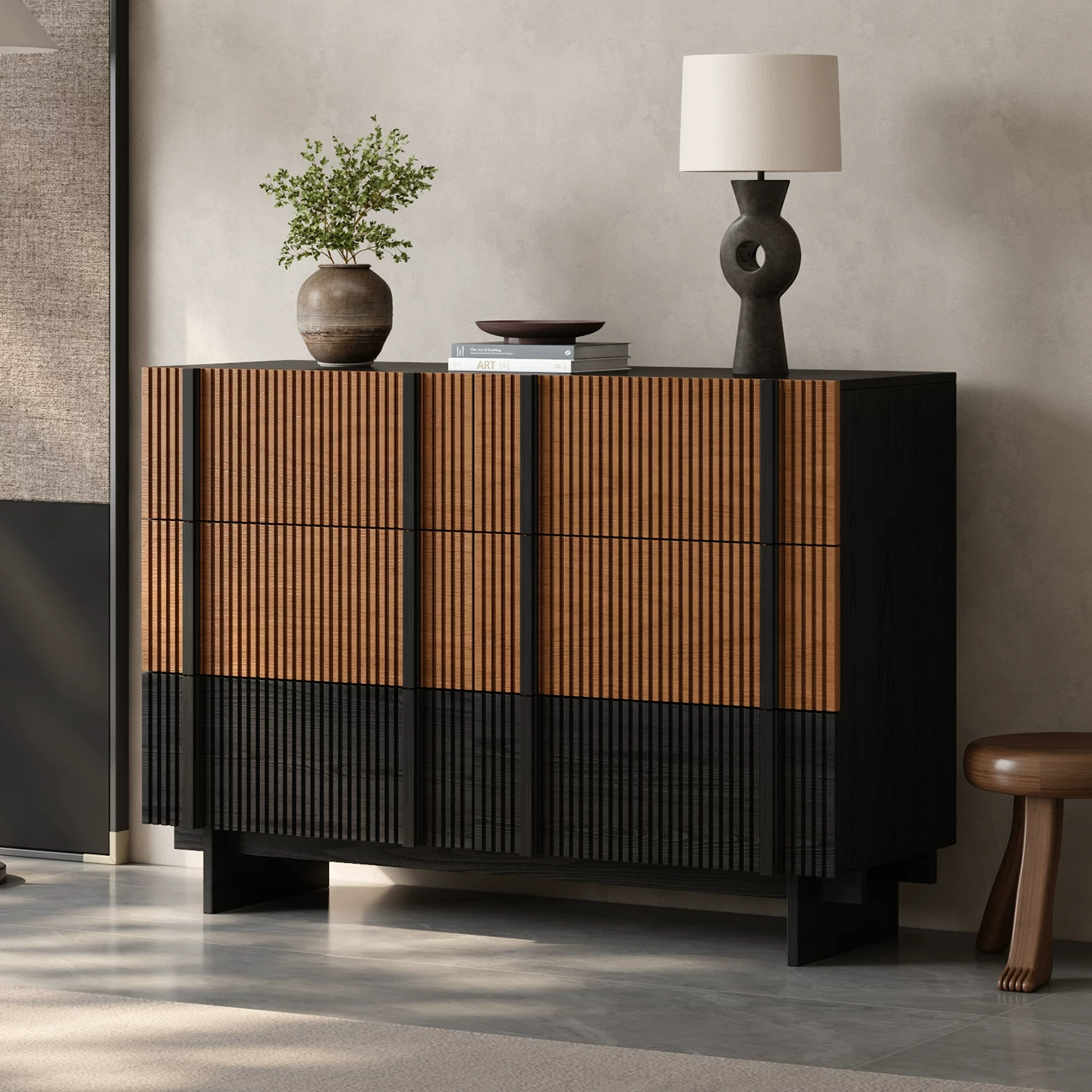 Mid-Century Rubberwood Storage Cabinet