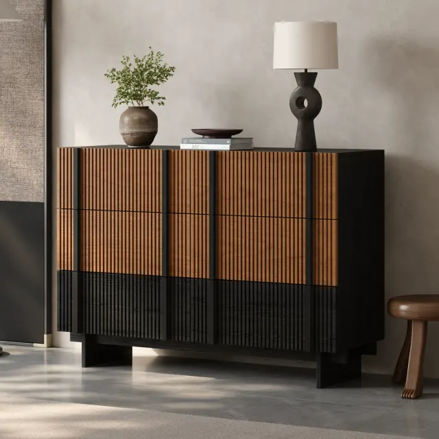 Mid-Century Rubberwood Storage Cabinet
