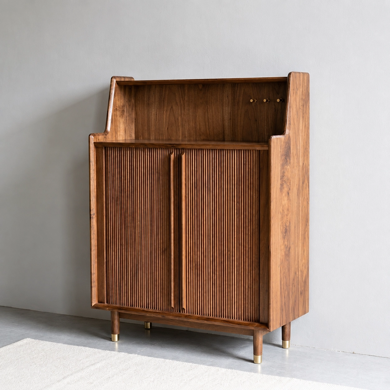 Slatted Black Walnut Shoe Cabinet