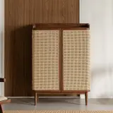 Solid Wood Rattan Shoe Cabinet