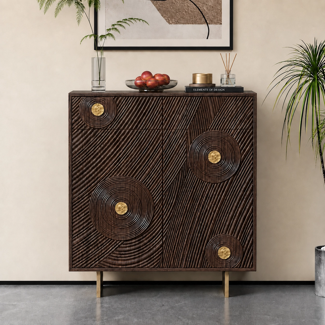 Solid Walnut Two-Door Shoe Cabinet