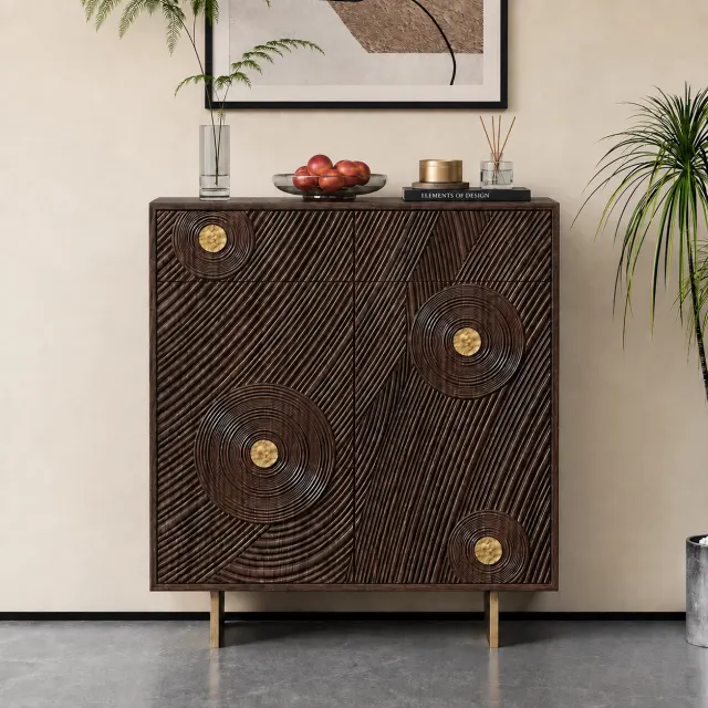 Solid Walnut Two-Door Shoe Cabinet