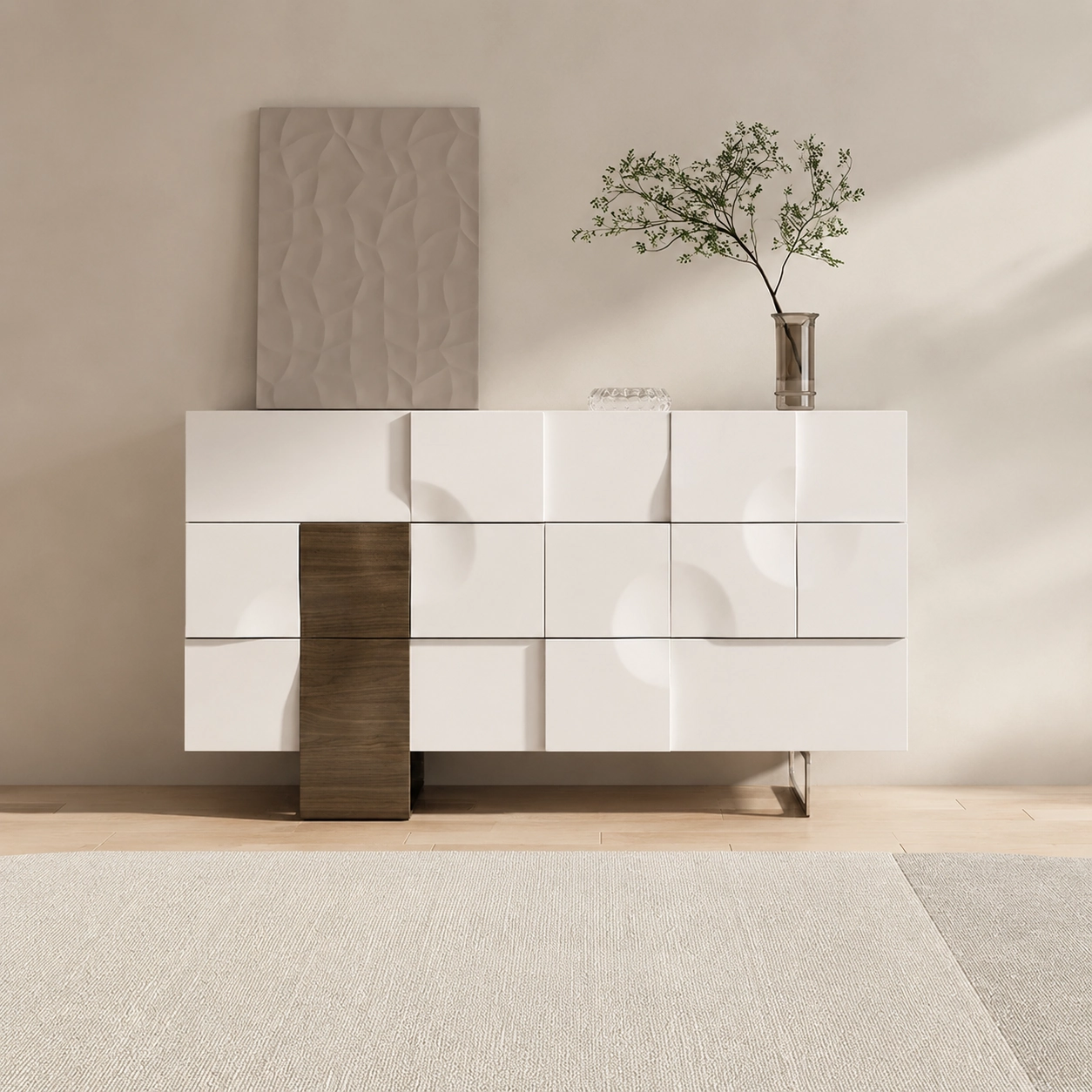 Color-Block Sideboard with Mirrored Base
