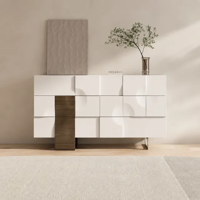 Color-Block Sideboard with Mirrored Base