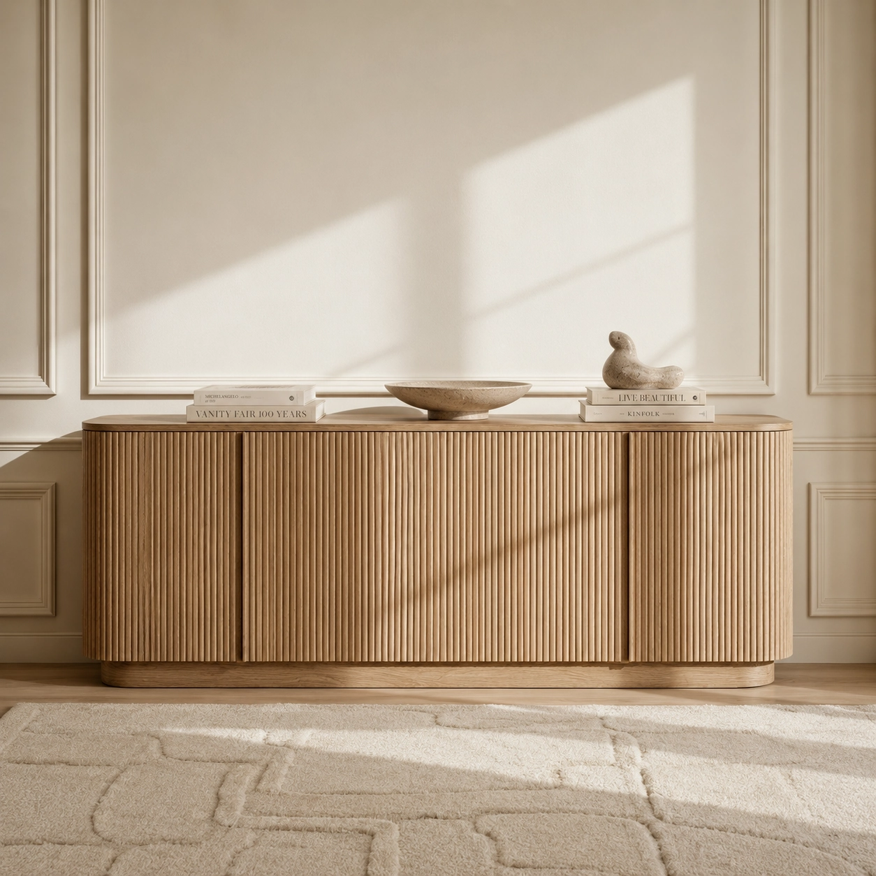 Solid Wood Slatted Sideboard