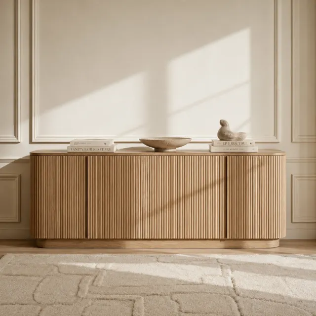 Solid Wood Slatted Sideboard