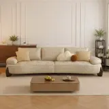 Creamy Curved Leather Sofa