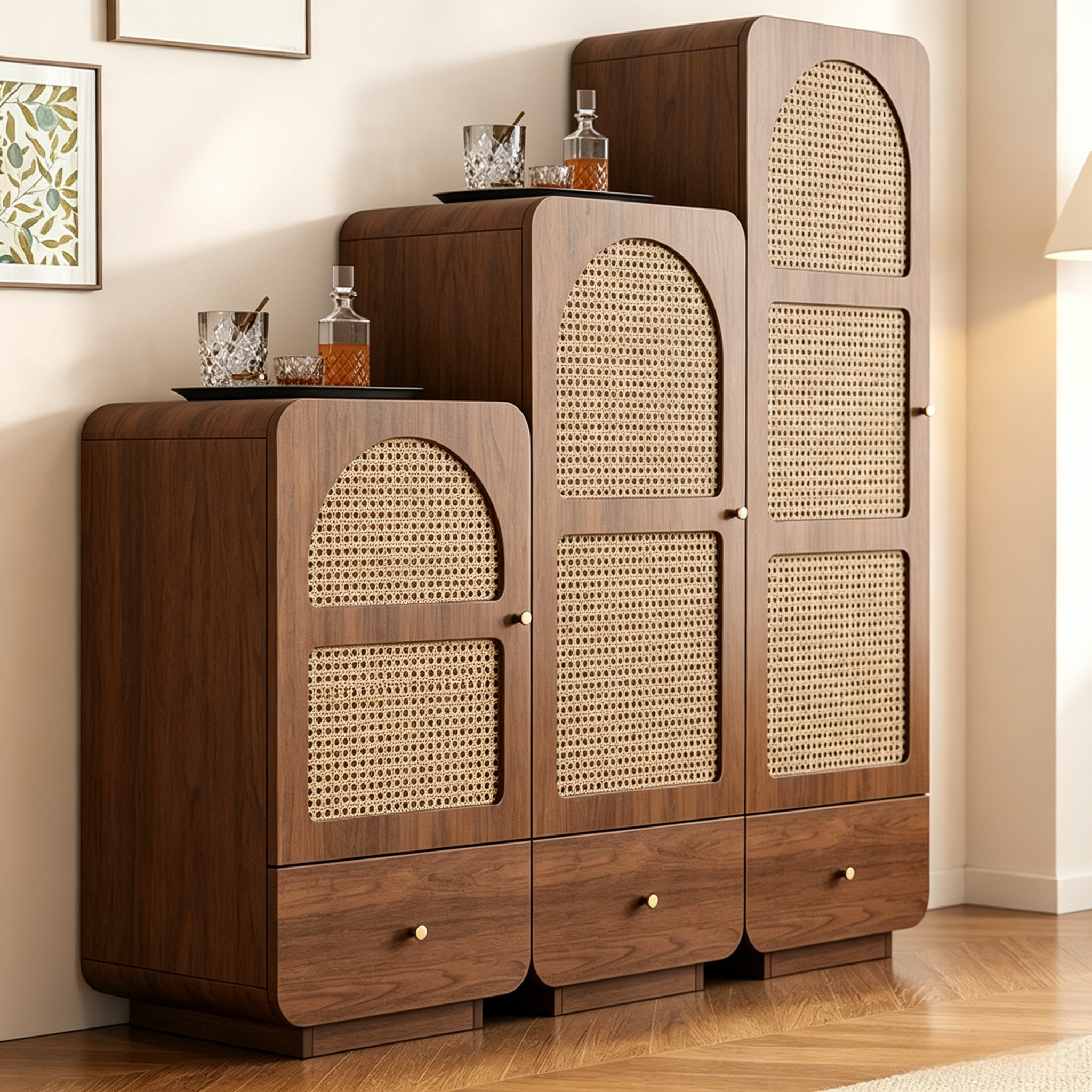 Auburn Wicker Door Accent Cabinet
