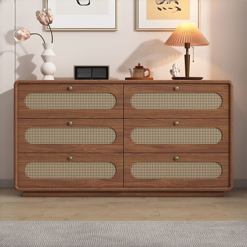 Auburn Wood & Rattan Storage Cabinet