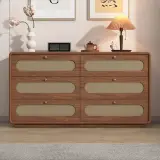 Auburn Wood & Rattan Storage Cabinet