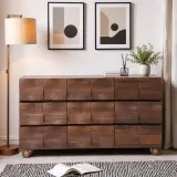 Wavy Walnut Wood Sideboard
