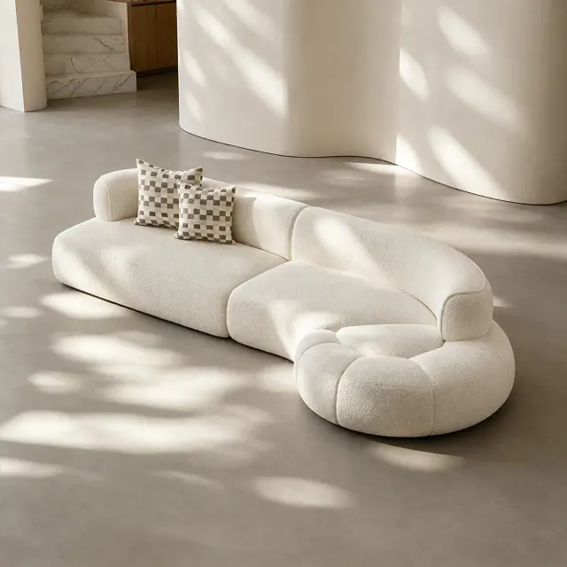 Modern Boucle Curved Modular Sectional Sofa