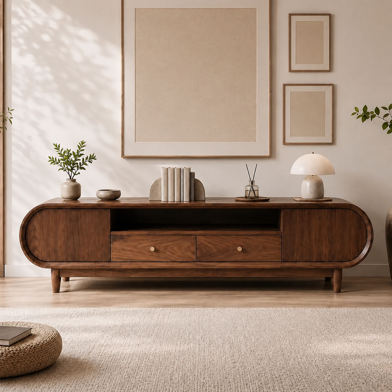 Minimalist Black Walnut TV Stand
