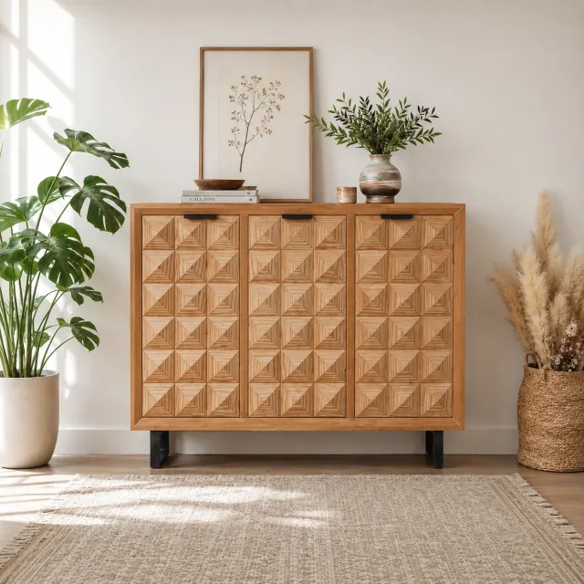 Wabi-Sabi Solid Wood Shoe Cabinet