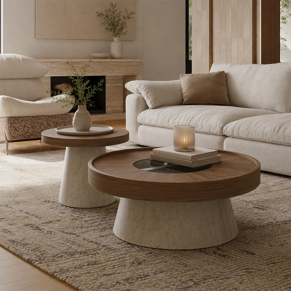 Contemporary Engineered Wood Coffee Table & Side Table Set
