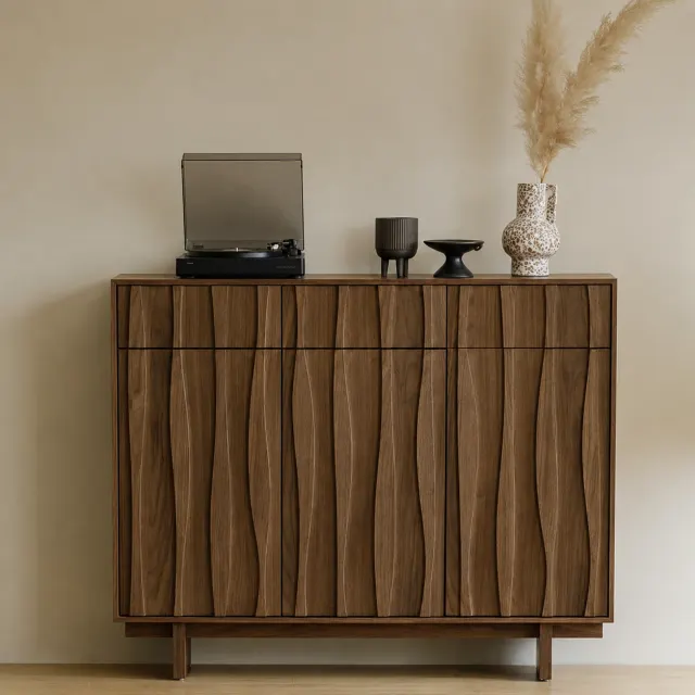 Mid-Century Solid Wood Shoe Cabinet