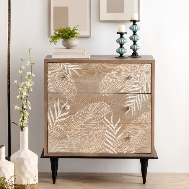 Contemporary MDF Nightstand with Drawers and Doors