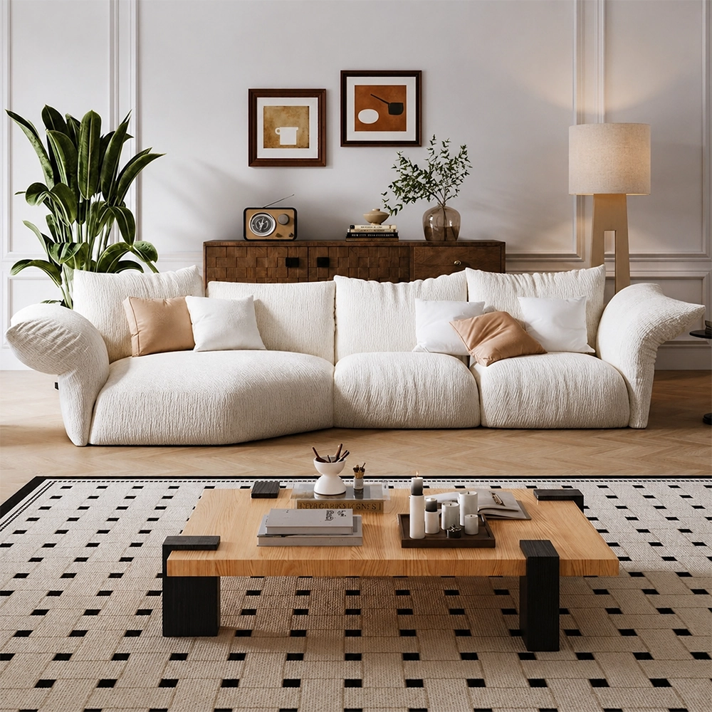 Petal Curved Chenille Sectional Sofa