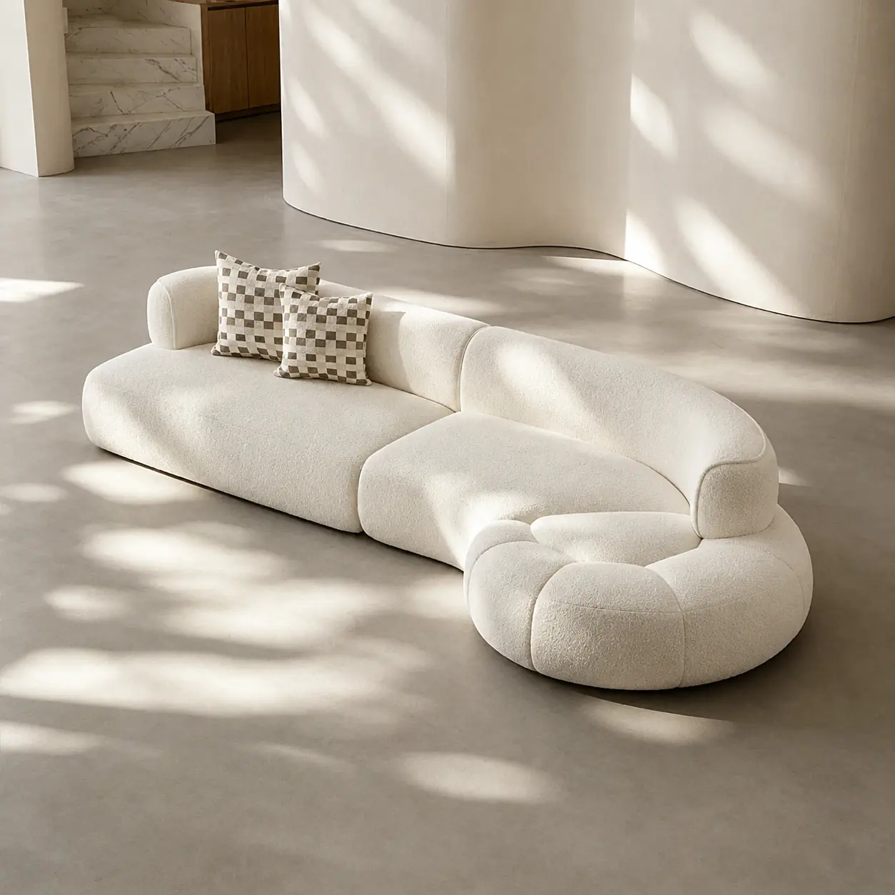 Modern Boucle Curved Modular Sectional Sofa