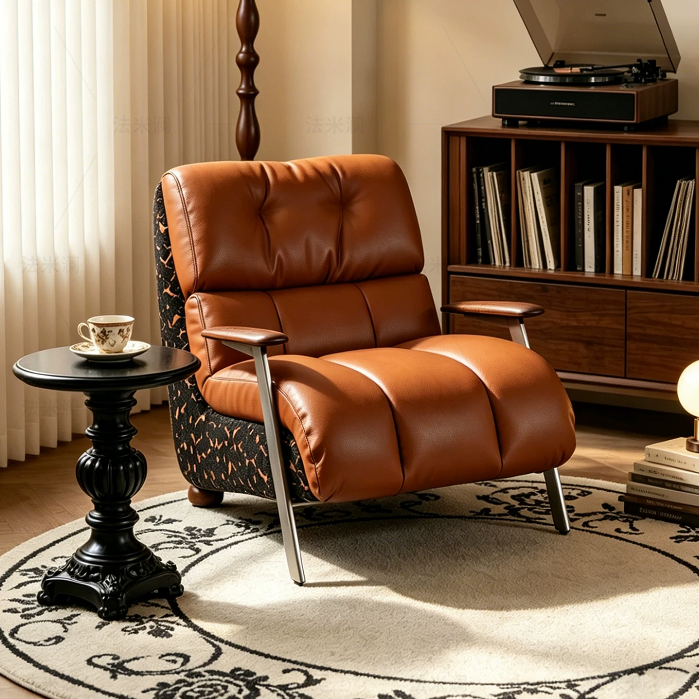 Mid-Century Leather Reclining Lounge Chair