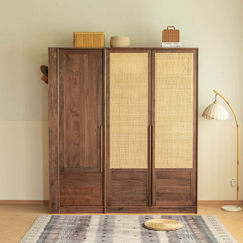 Black Walnut Rattan Wardrobe