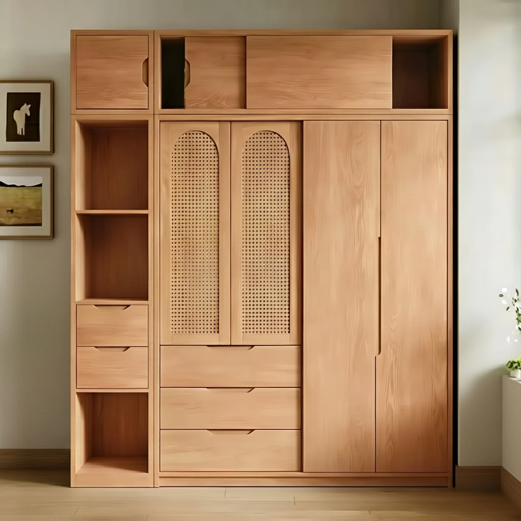 Vintage Walnut Sliding Door Wardrobe