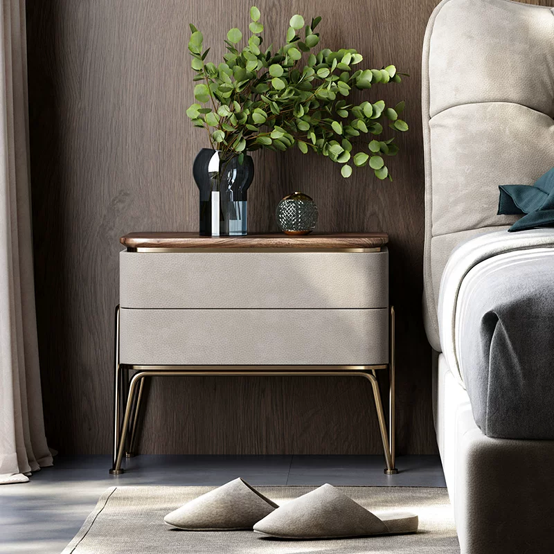 Geometric Nightstand, Wood or Stone Top