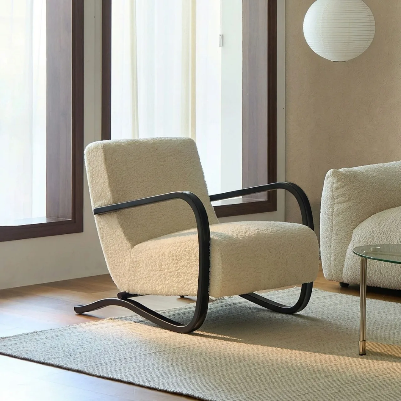 French Retro Boucle Accent Chair